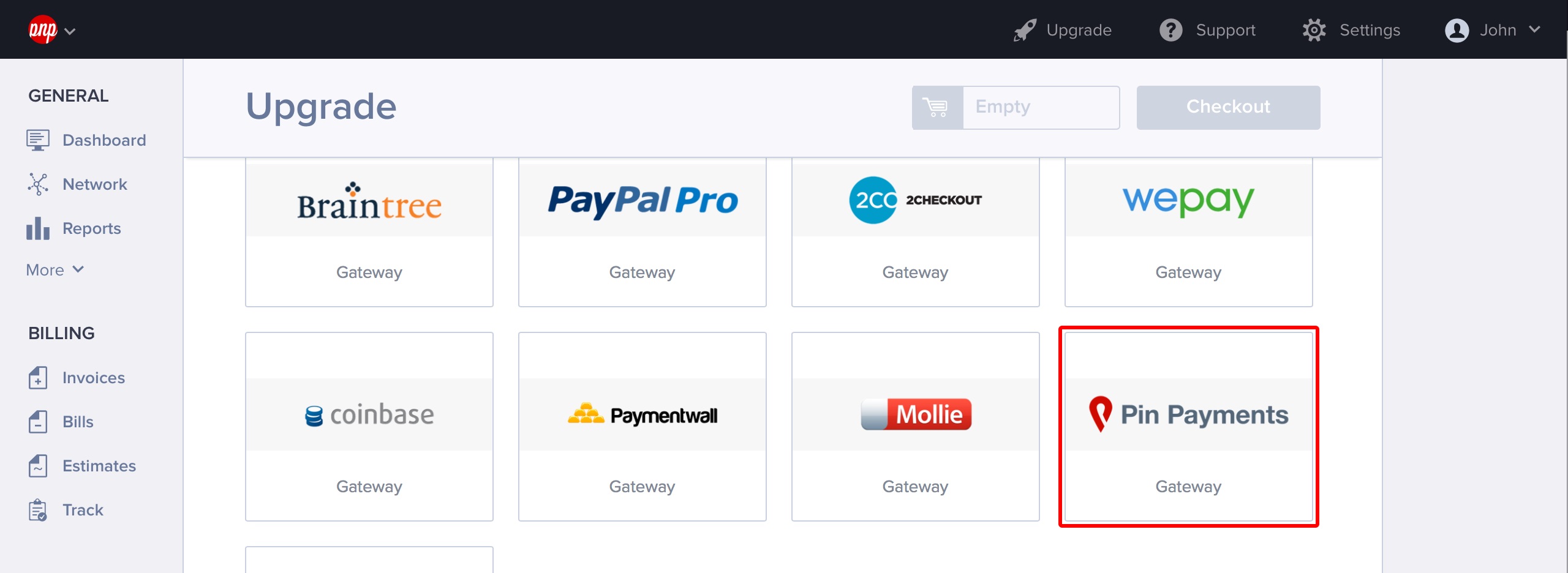 Select the Pin Payments module