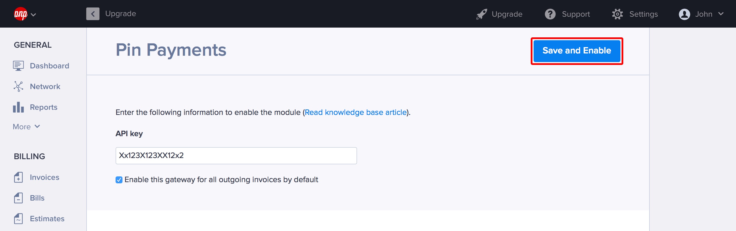 Select the Pin Payments module