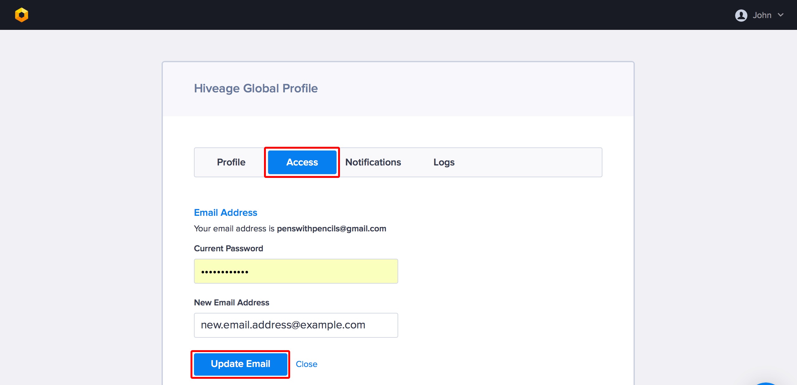 changing email address